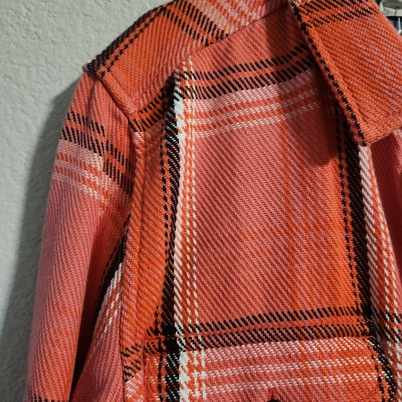 Outerknown NWT Women’s Dawn Blanket Shirt Orange Plaid Organic Cotton M/L - Picture 6 of 10